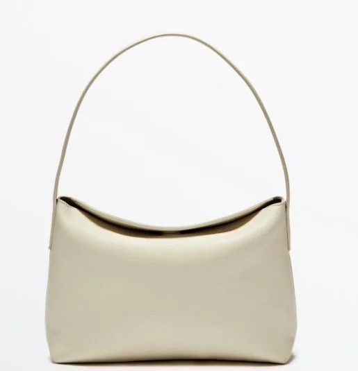 Massimo Dutti New 90s Shoulder Bag in White Nappa Leather