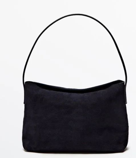 Massimo Dutti New 90s Shoulder Bag in Blue Split Suede