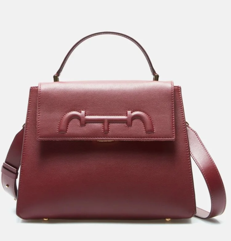 Carolina Herrera Doma Insignia Medium Satchel Bag in Burgundy