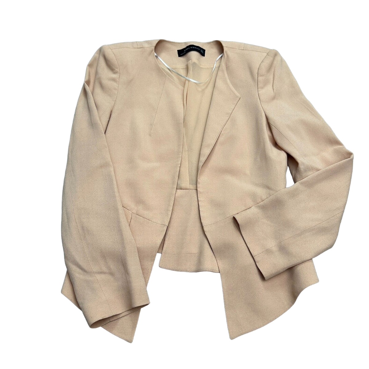 Zara Open-Front Peplum Jacket in Peach.png