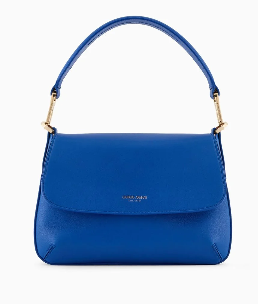 Giorgio Armani Small La Prima Soft Bag in Blue Nappa Leather