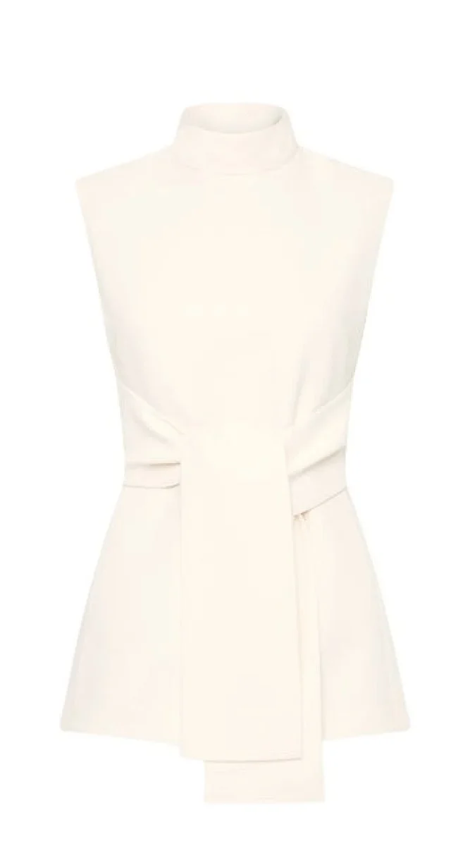 Carla Zampatti Striscia Crepe Top in Ivory