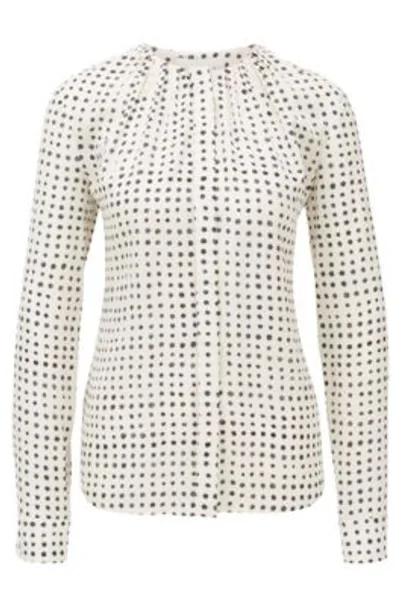 Hugo Boss Banora Blouse in White Polka Dot