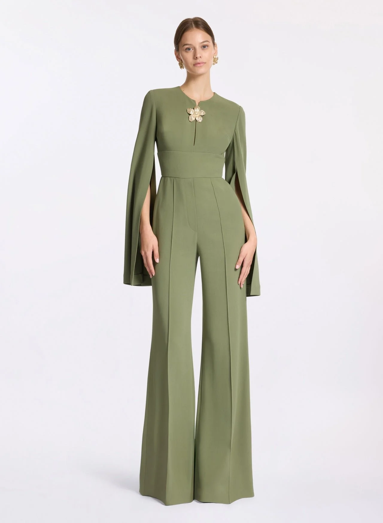 Elie Saab Flower Brooch Cady Jumpsuit