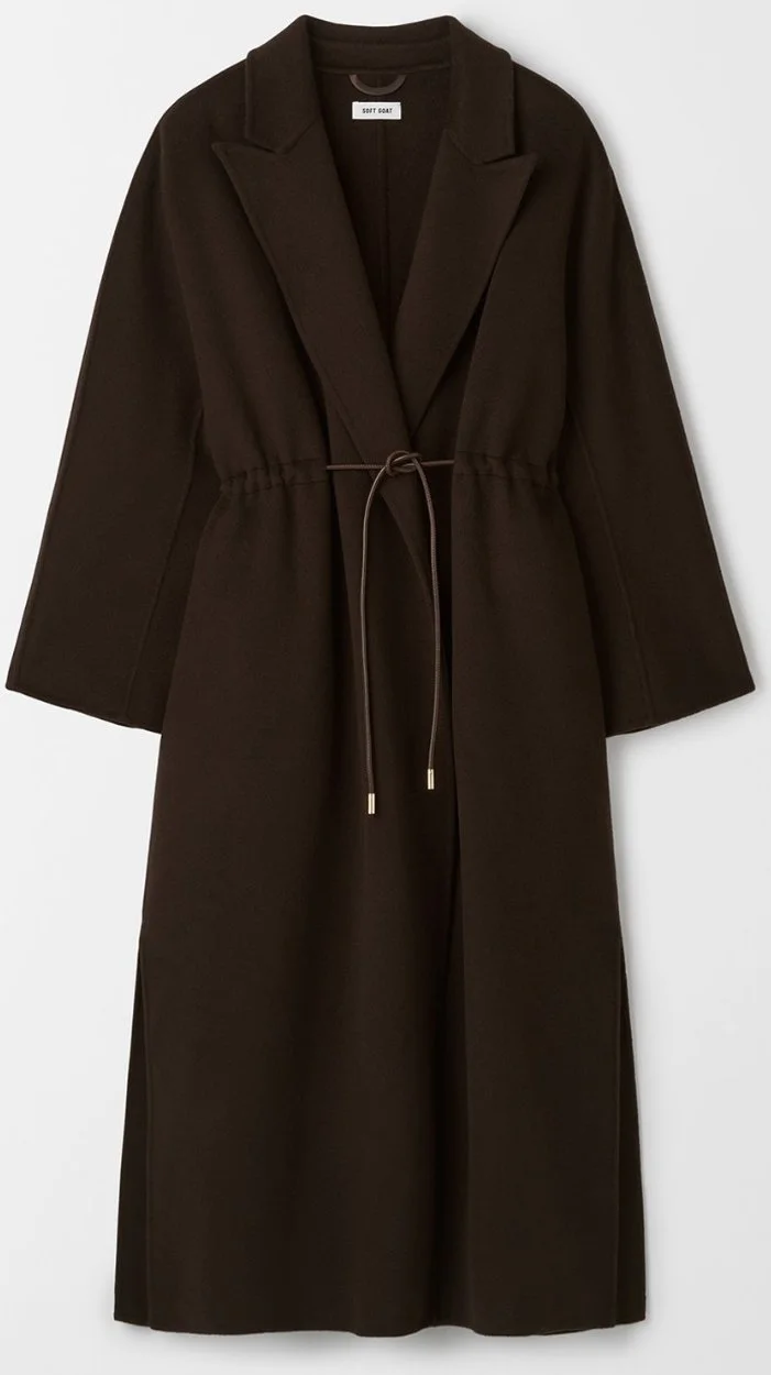 Soft Goat Drawstring Coat in Mocha