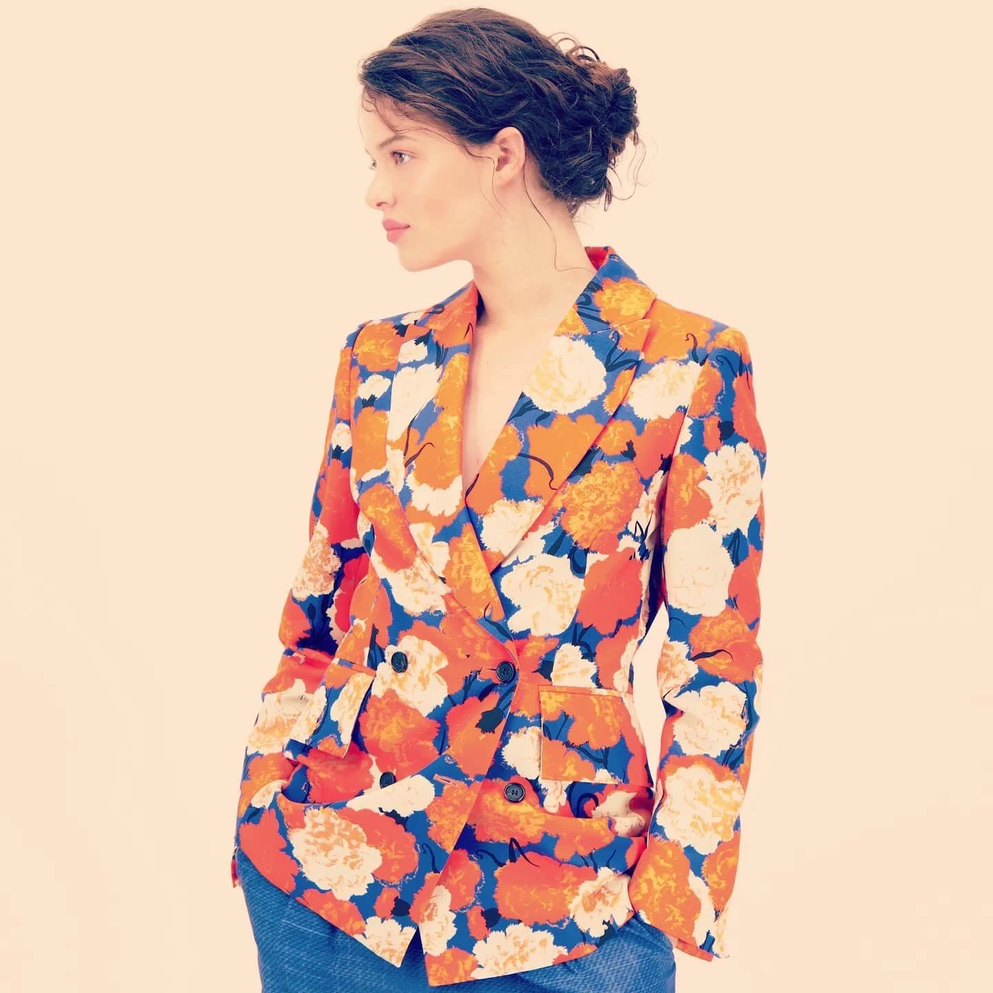 Katerin Theys Orange Printed Blazer 