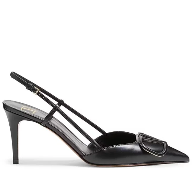 Valentino Garavani VLogo Signature Slingback Pumps in Black