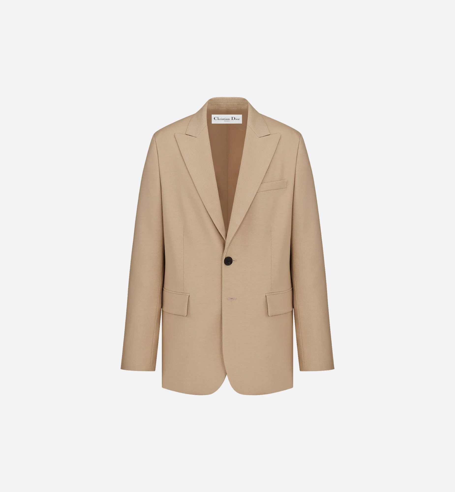 Christian Dior Single-Breasted Wool Blazer in Beige.jpeg