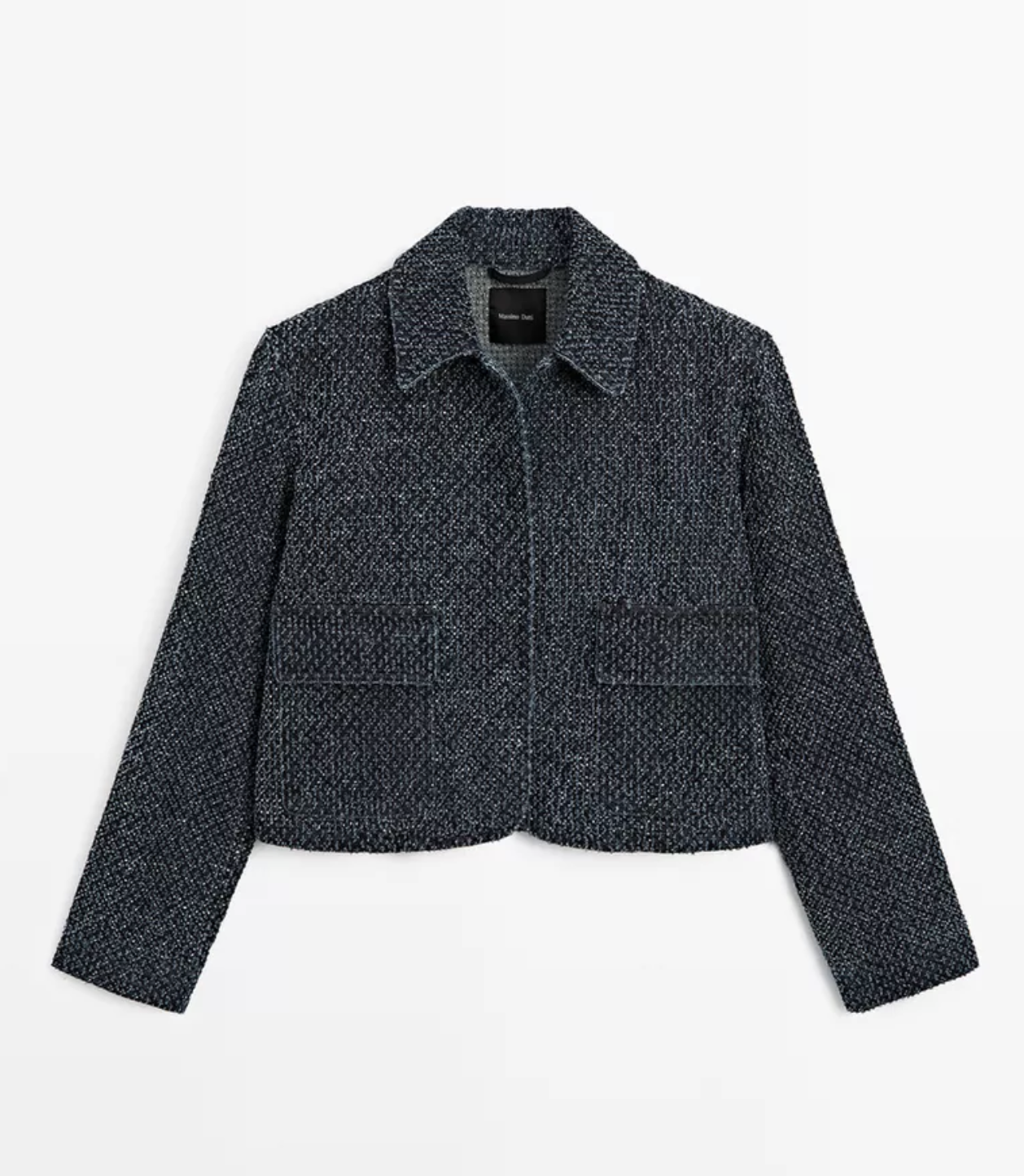 Massimo Dutti Short Denim Jacket with Textured Detail