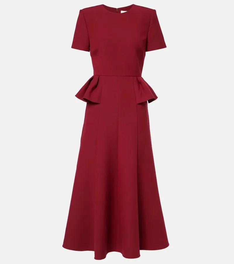 Roland Mouret Peplum Crepe Midi Dress