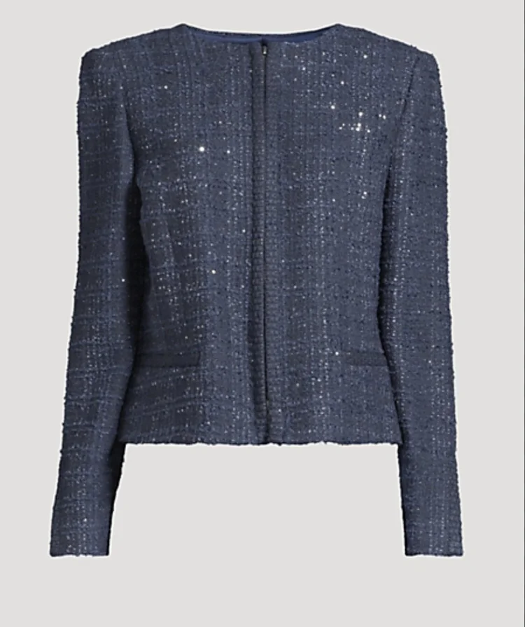Emporio Armani Metallic-Tweed Jacket in Navy — UFO No More