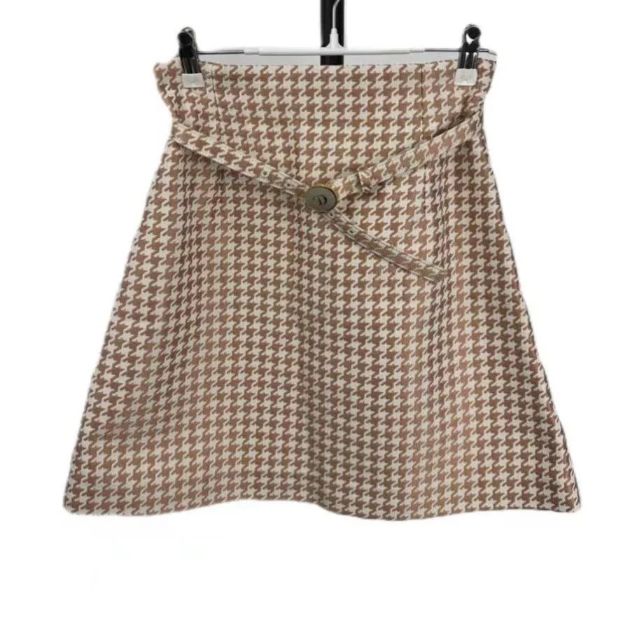 Christian Dior Houndstooth A-Line Skirt in PinkWhite.jpg