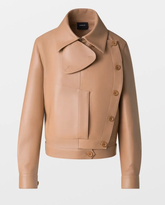 Akris Arno Asymmetrical Trench Leather Jacket