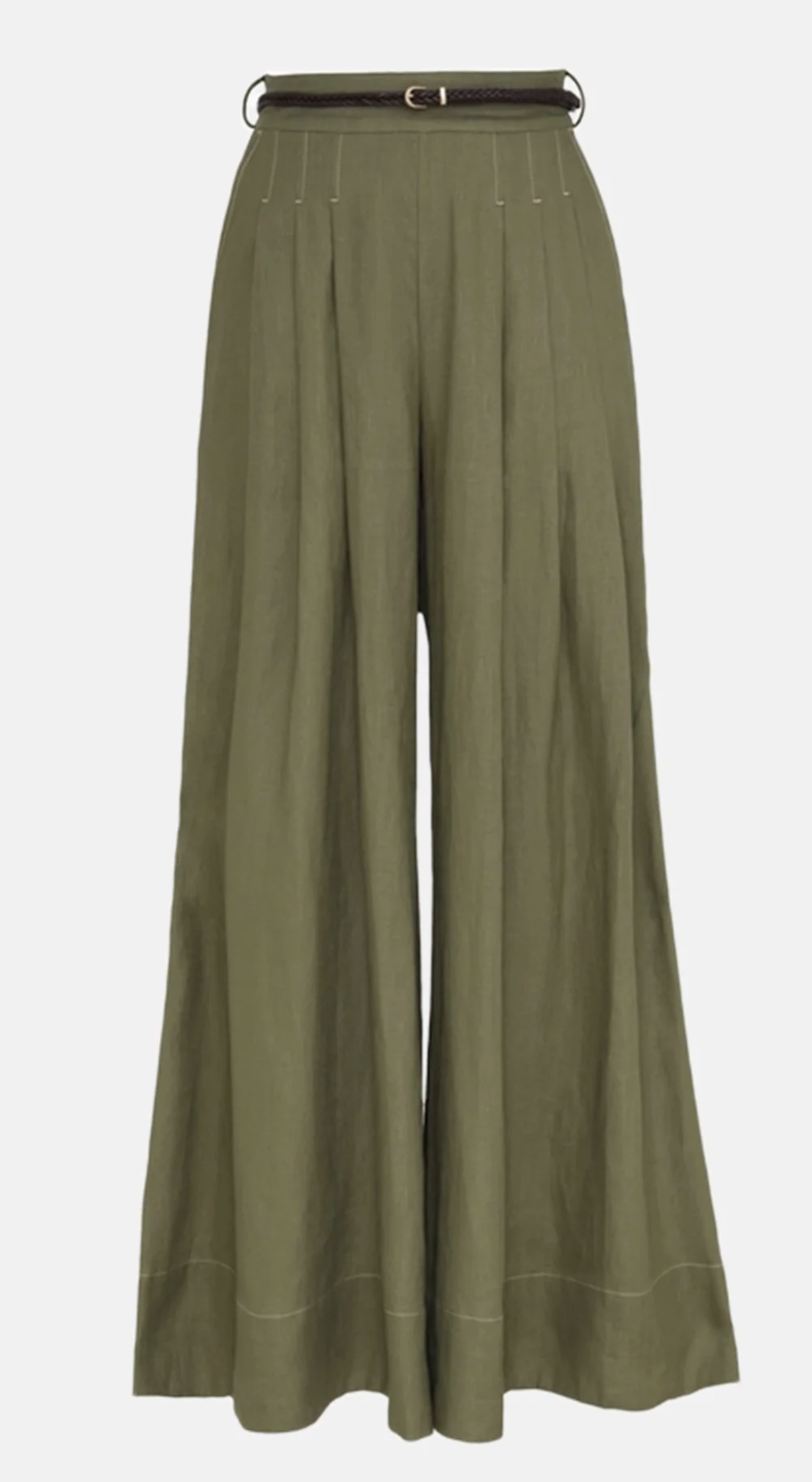 Zimmermann Wylie Wide-Leg Trousers in Olive