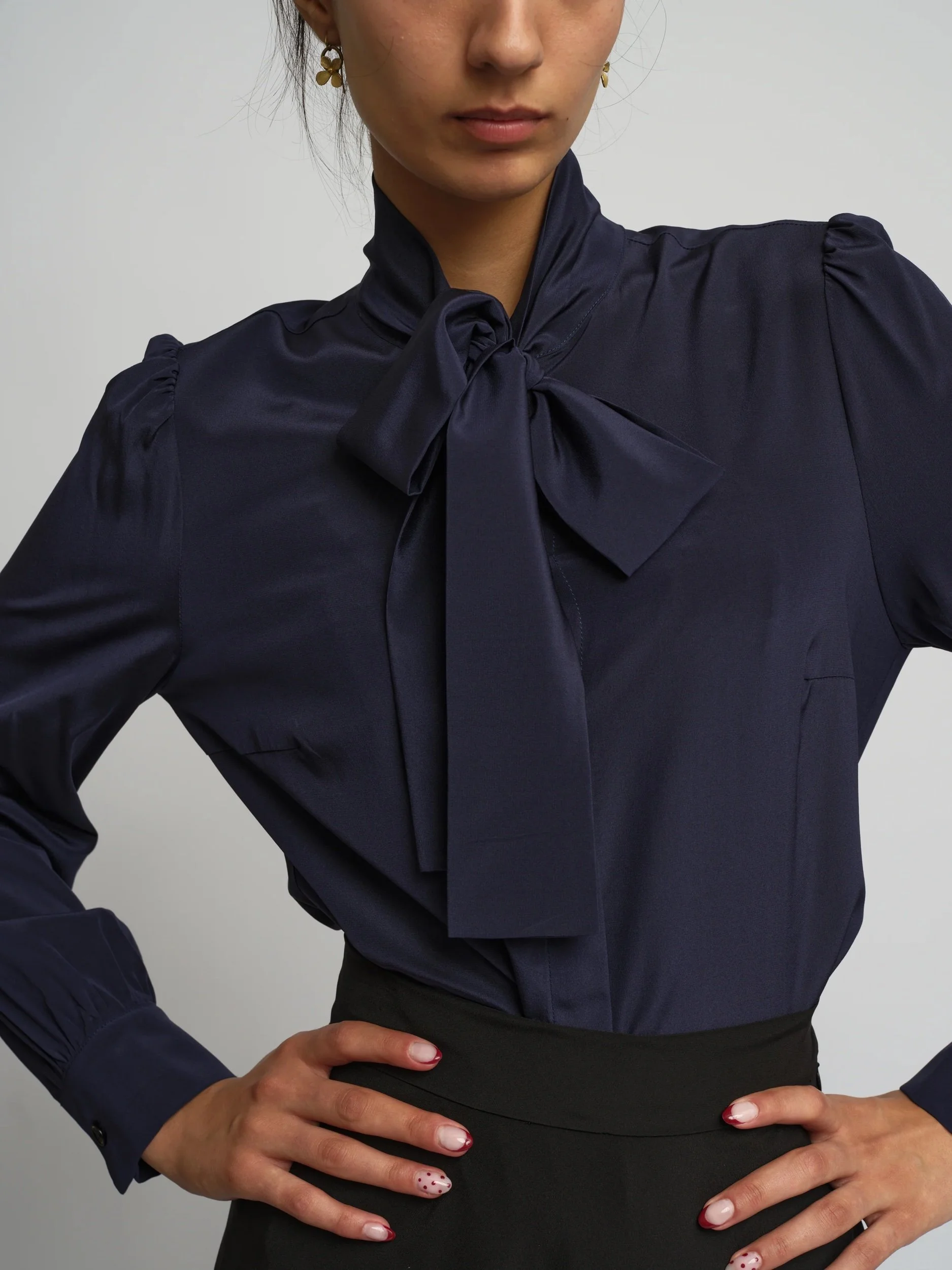 Greta Julie Silk Pussy Bow Blouse