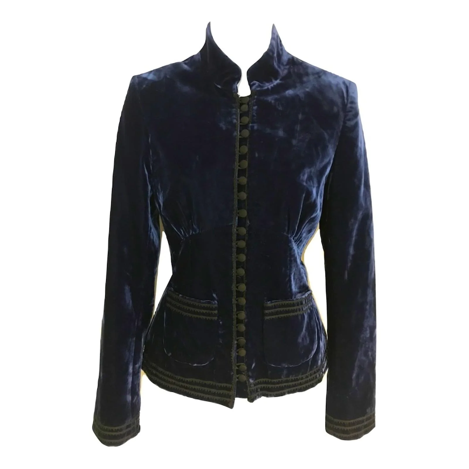 Whistles Victorian Velvet Jacket in Navy