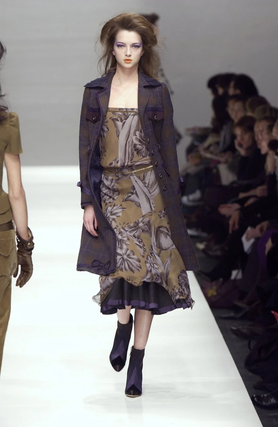 Moschino Plaid Coat with Pleated Collar