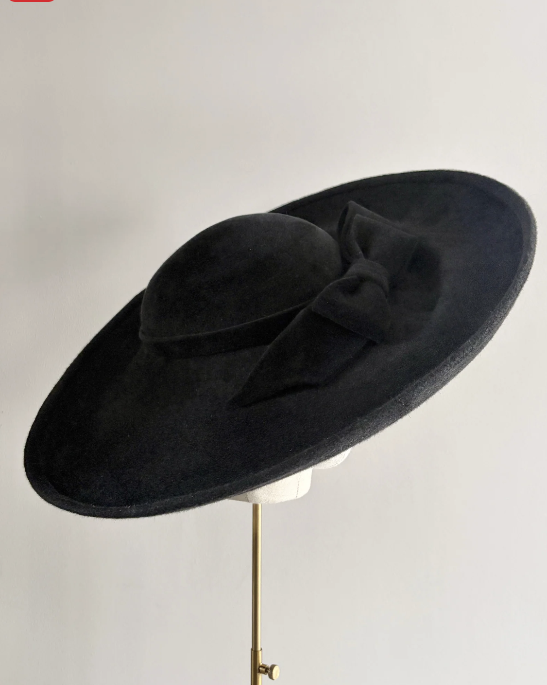 Jane Taylor Decima Hat in Luxury Felt with Bow in Black