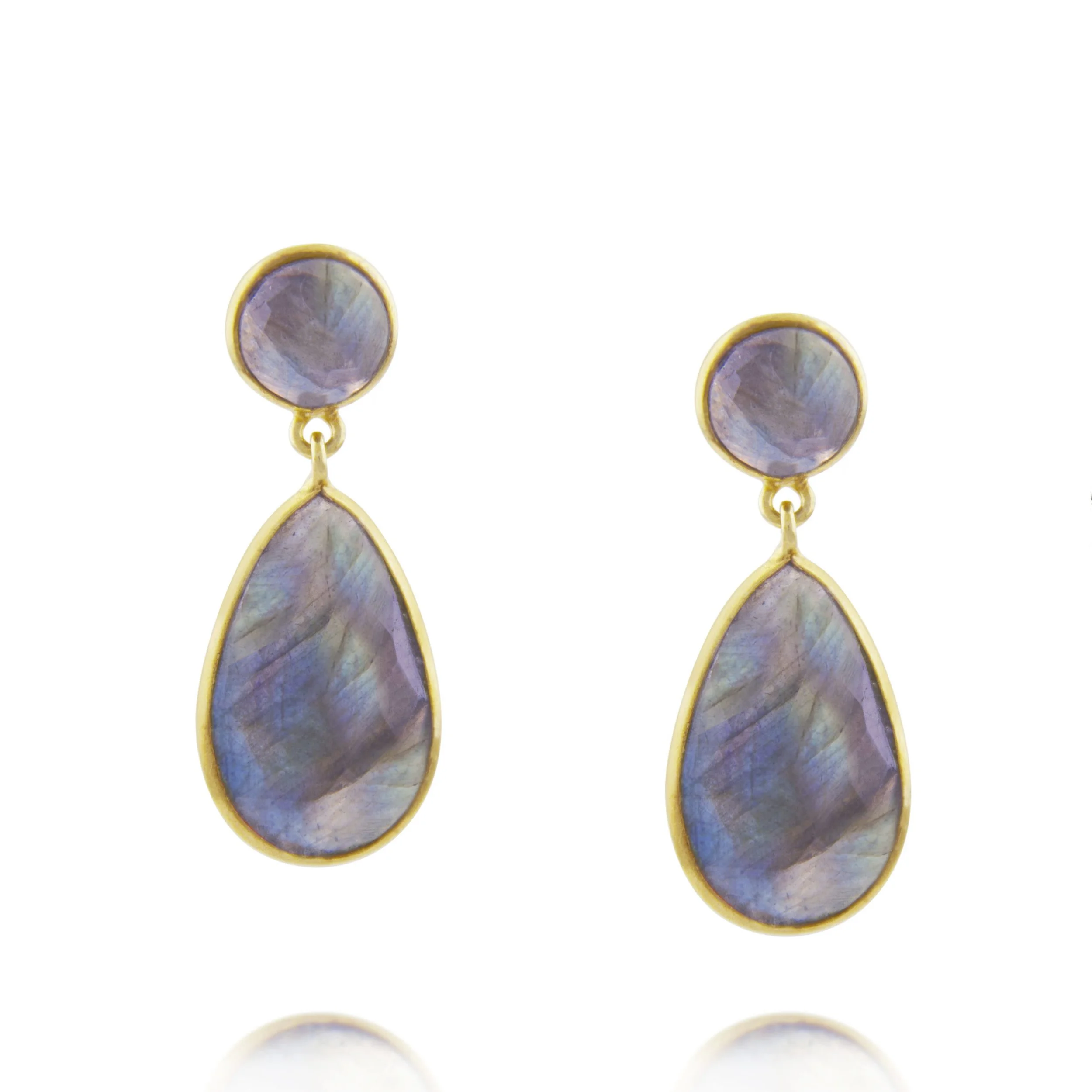 Van Peterson Gemini Drops Earrings in Gold Labradorite