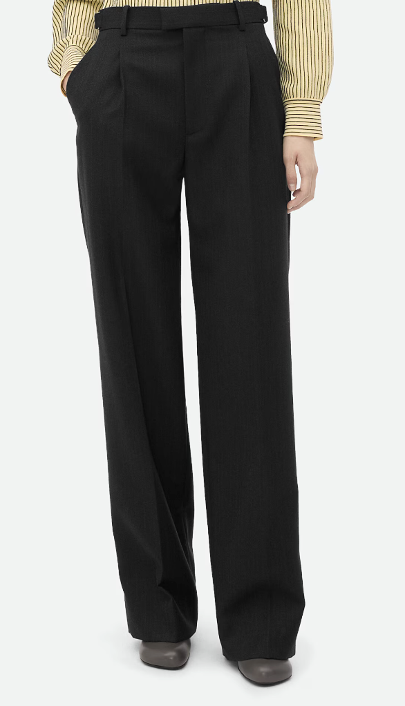Bottega Veneta Striped Wool Trousers in Black/Dark blue