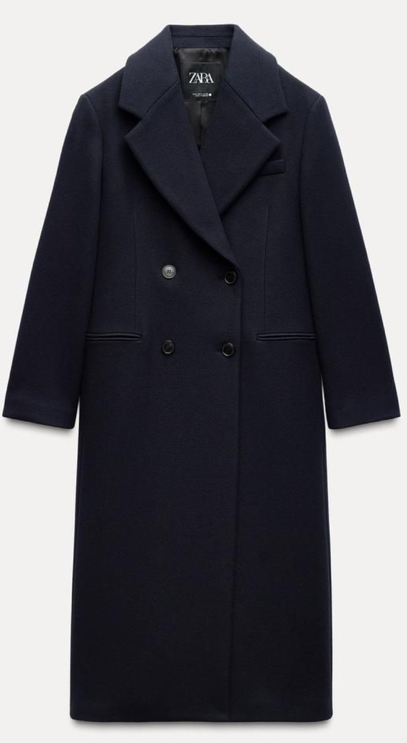Zara ZW Wool-Blend Double-Breasted Coat