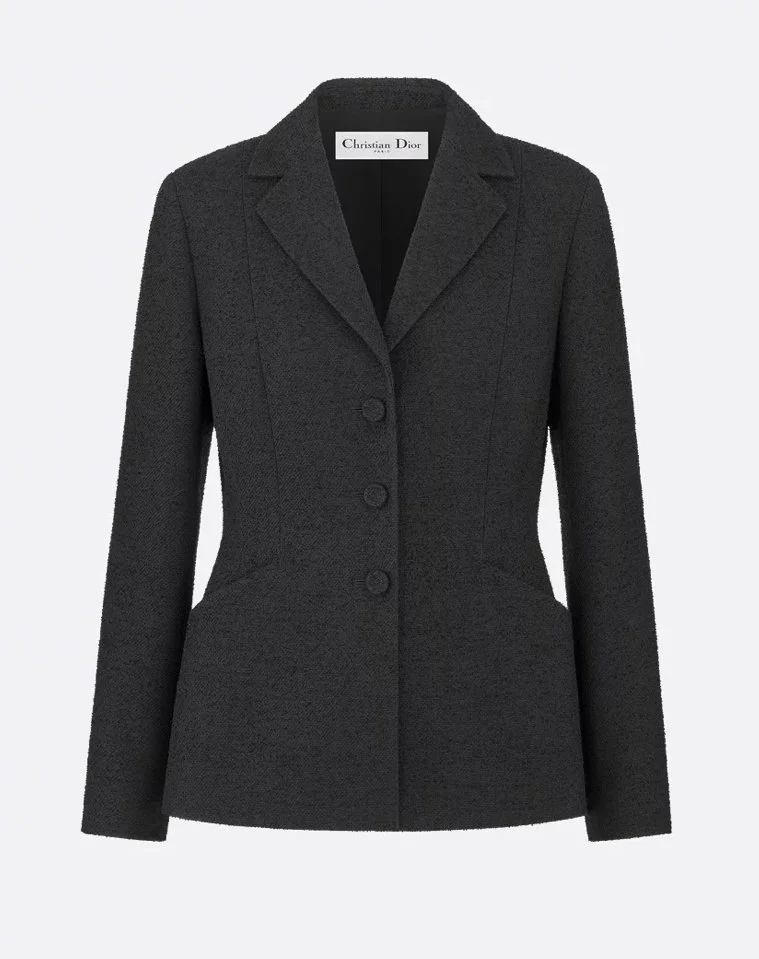 Christian Dior Bar Jacket in Grey Wool Tweed