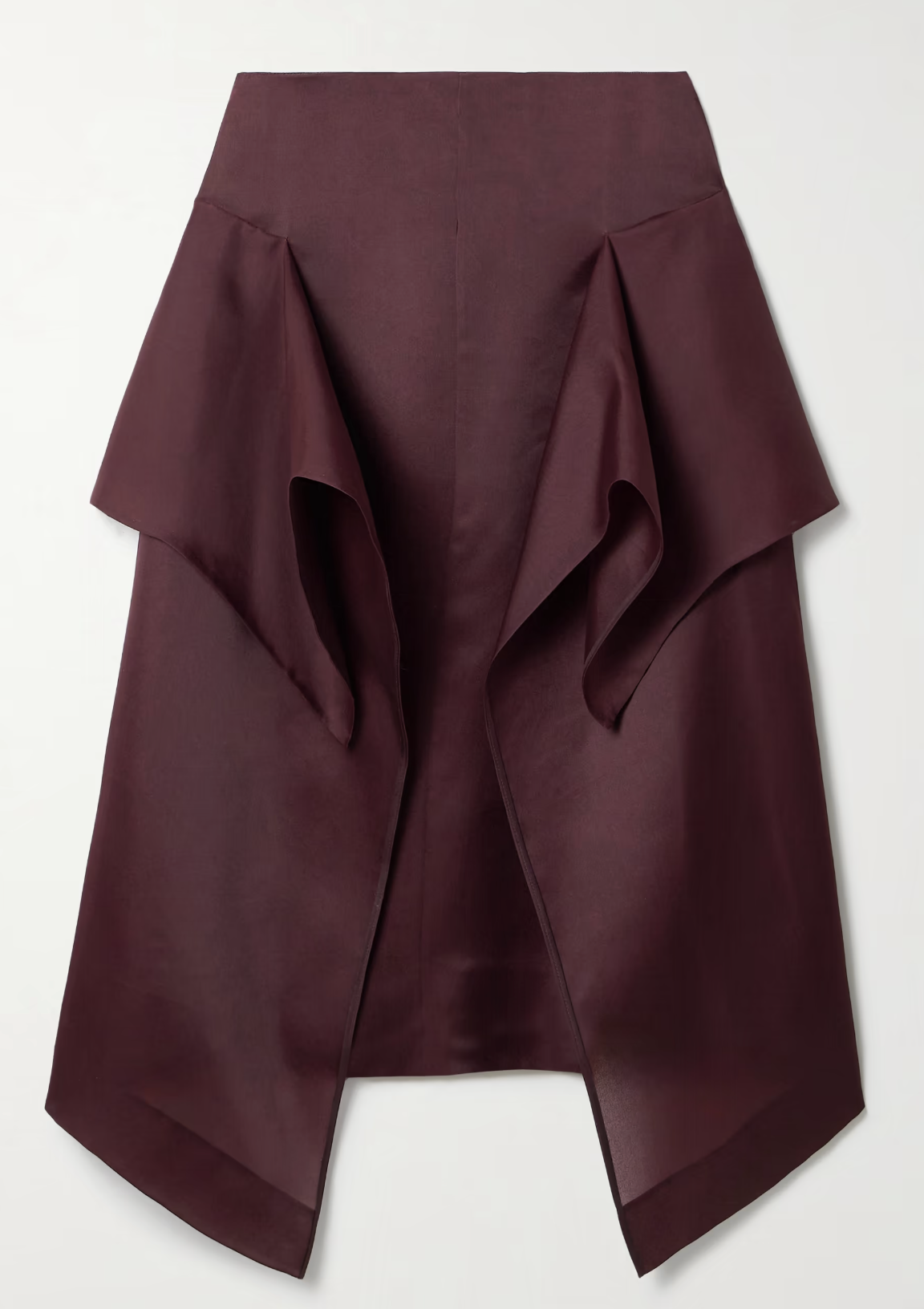 Khaite Nina Asymmetric Draped Skirt in Burgundy