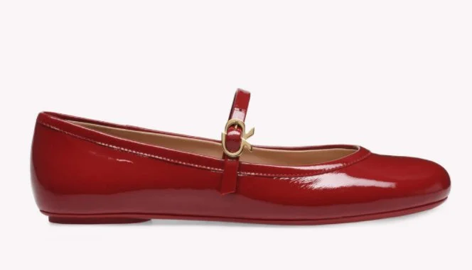 Gianvito Rossi Carla Ballerinas in Red Glossy Nappa