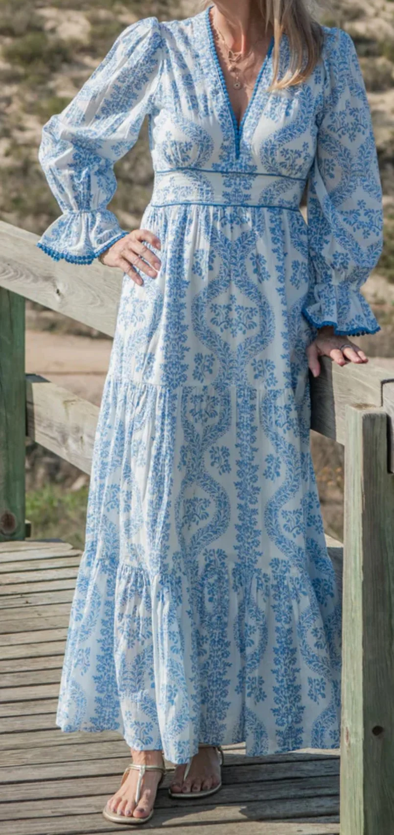 Lexy London Eliza Dress in Blue Garland