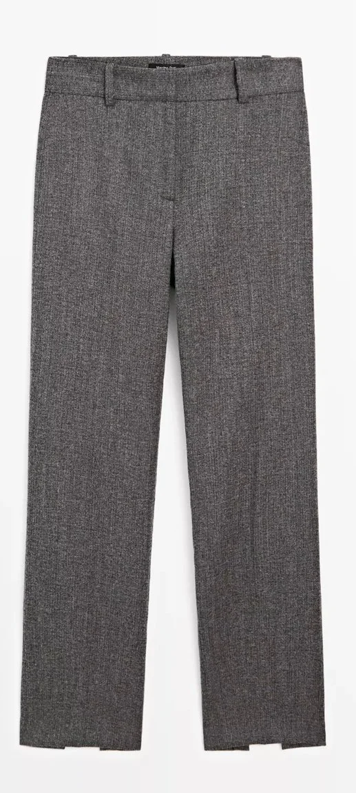 Massimo Dutti Flecked Wool Blend Suit Trousers