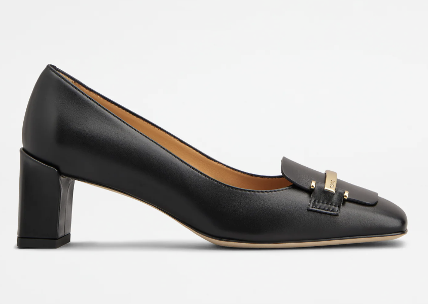 Tod's Geometric Heel Pumps in Black Leather