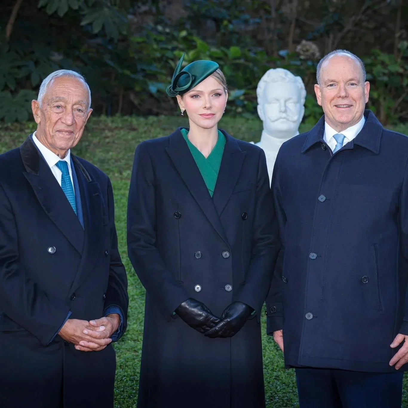 Prince Albert and Princess Charlene meet President of Portugal