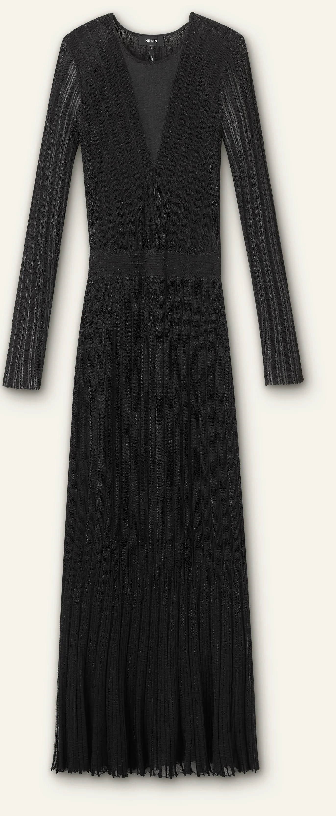 ME and EM Sheer Knit Maxi Dress in Black 