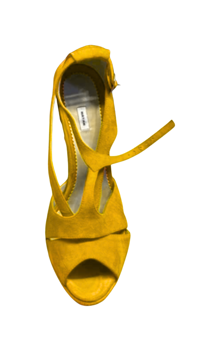 Natan T-Bar Platform Sandals in Yellow Suede