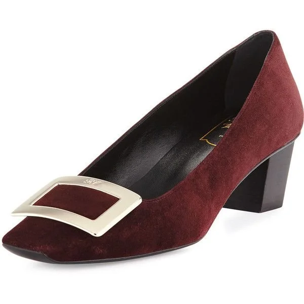 Roger Vivier Belle 45 Pumps in Burgundy Suede