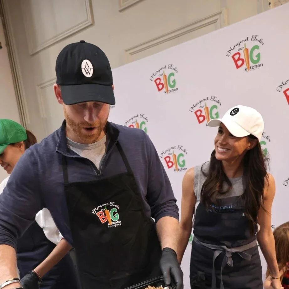 The Duke and Duchess of Sussex volunteer at Our Big Kitchen Los Angeles