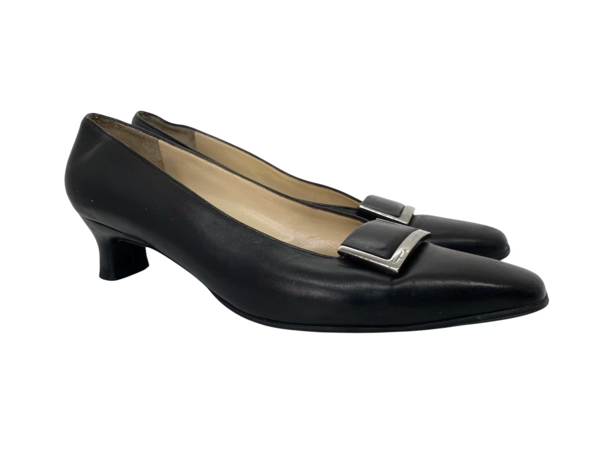 Salvatore Ferragamo Buckle Kitten Heels