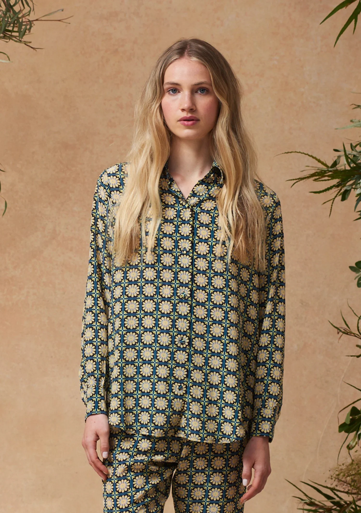 Muzungu Sisters Fern Shirt in Starflower Tile