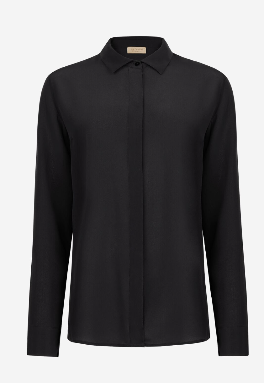 Falconeri Silk Collared Blouse in Black