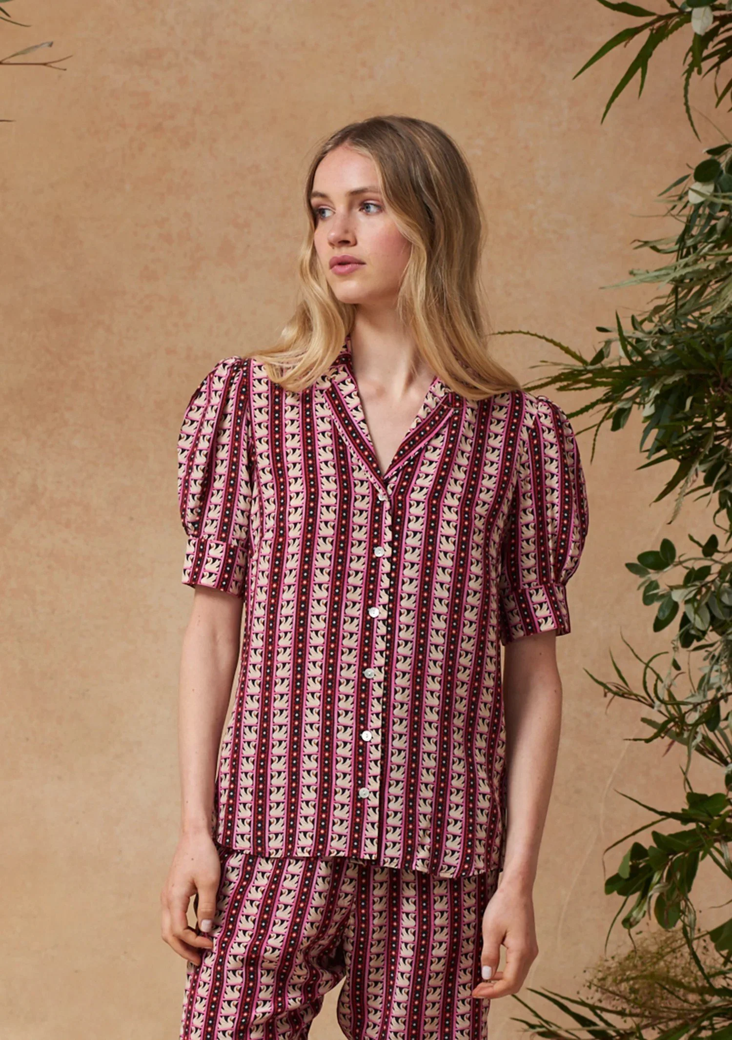 Muzungu Sisters Eugenie Blouse in Swan Stripe Fuchsia.jpg