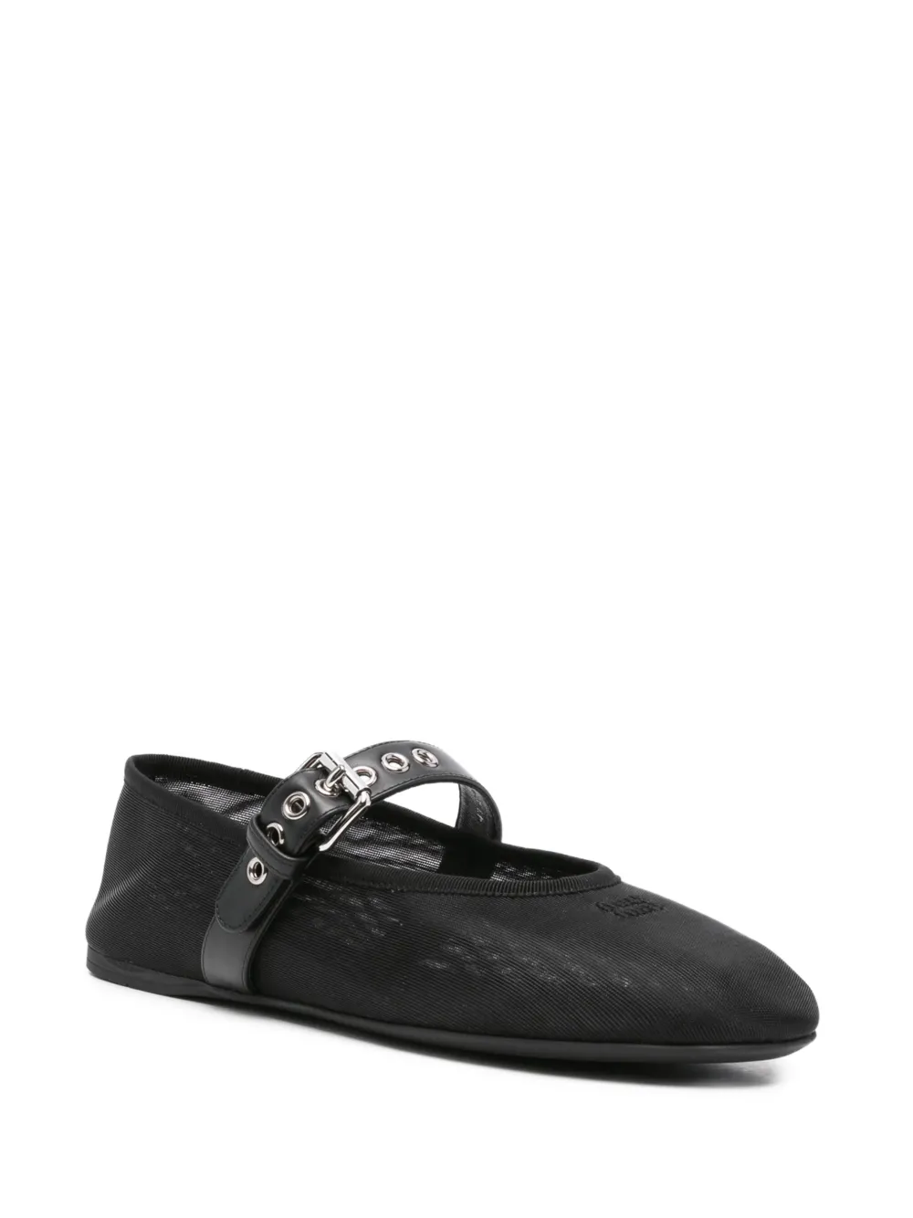 Miu Miu Mary-Jane Buckled Ballet Flats in Black