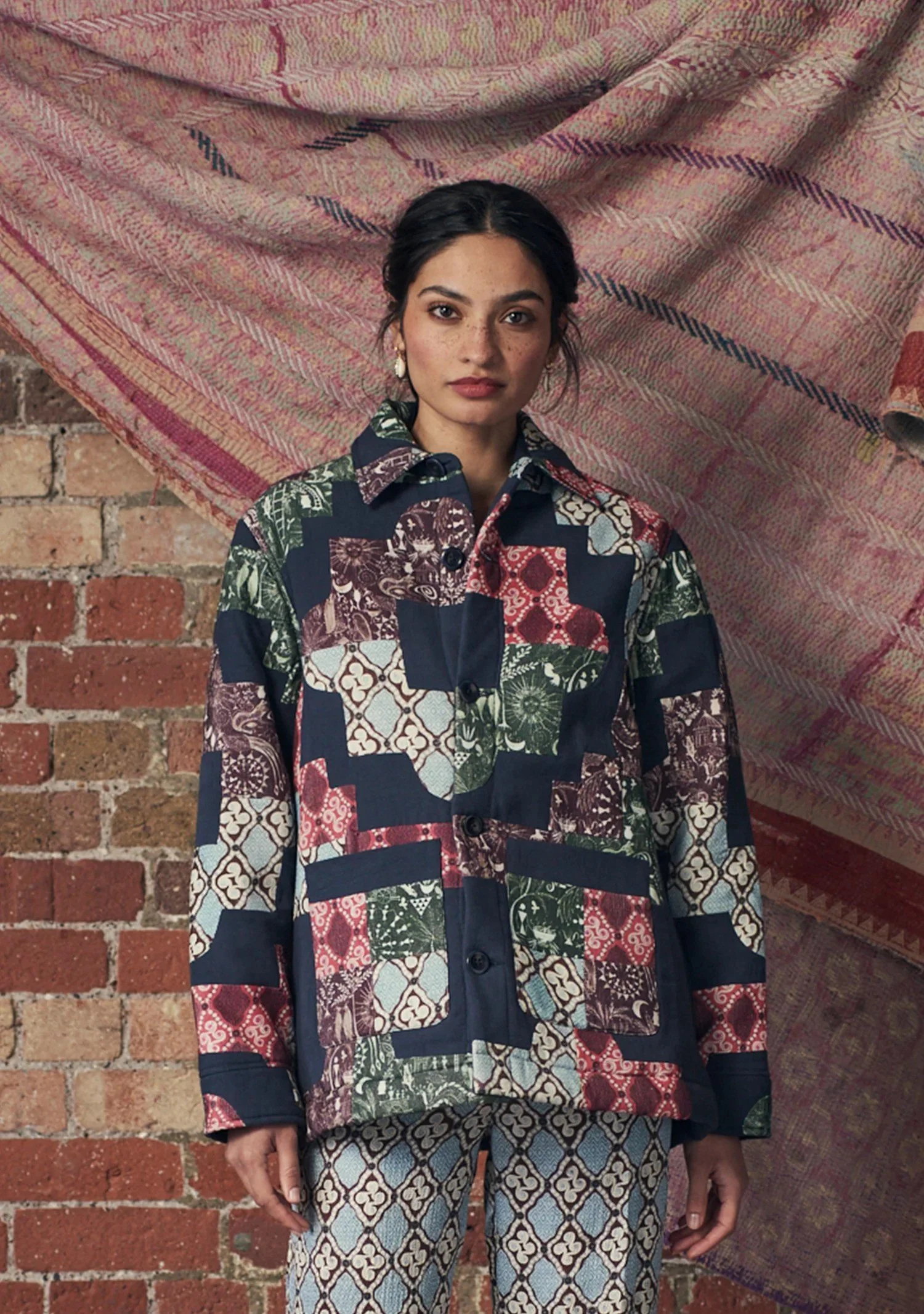 Muzungu Sisters Alex Jacket in Patchwork Navy.jpg