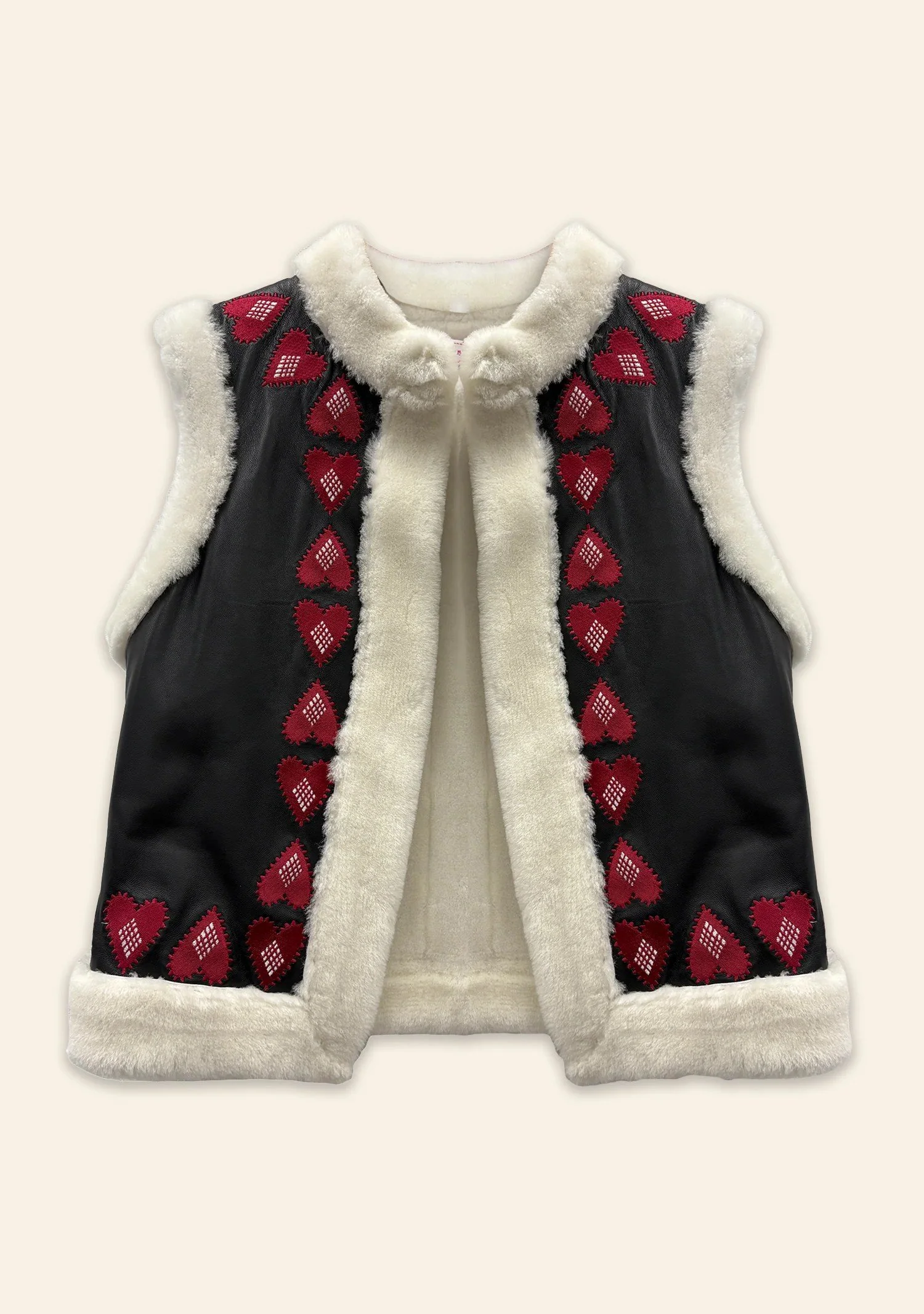 Muzungu Sisters Mimi Gilet in Black Leather with Heart Embroidery.jpg