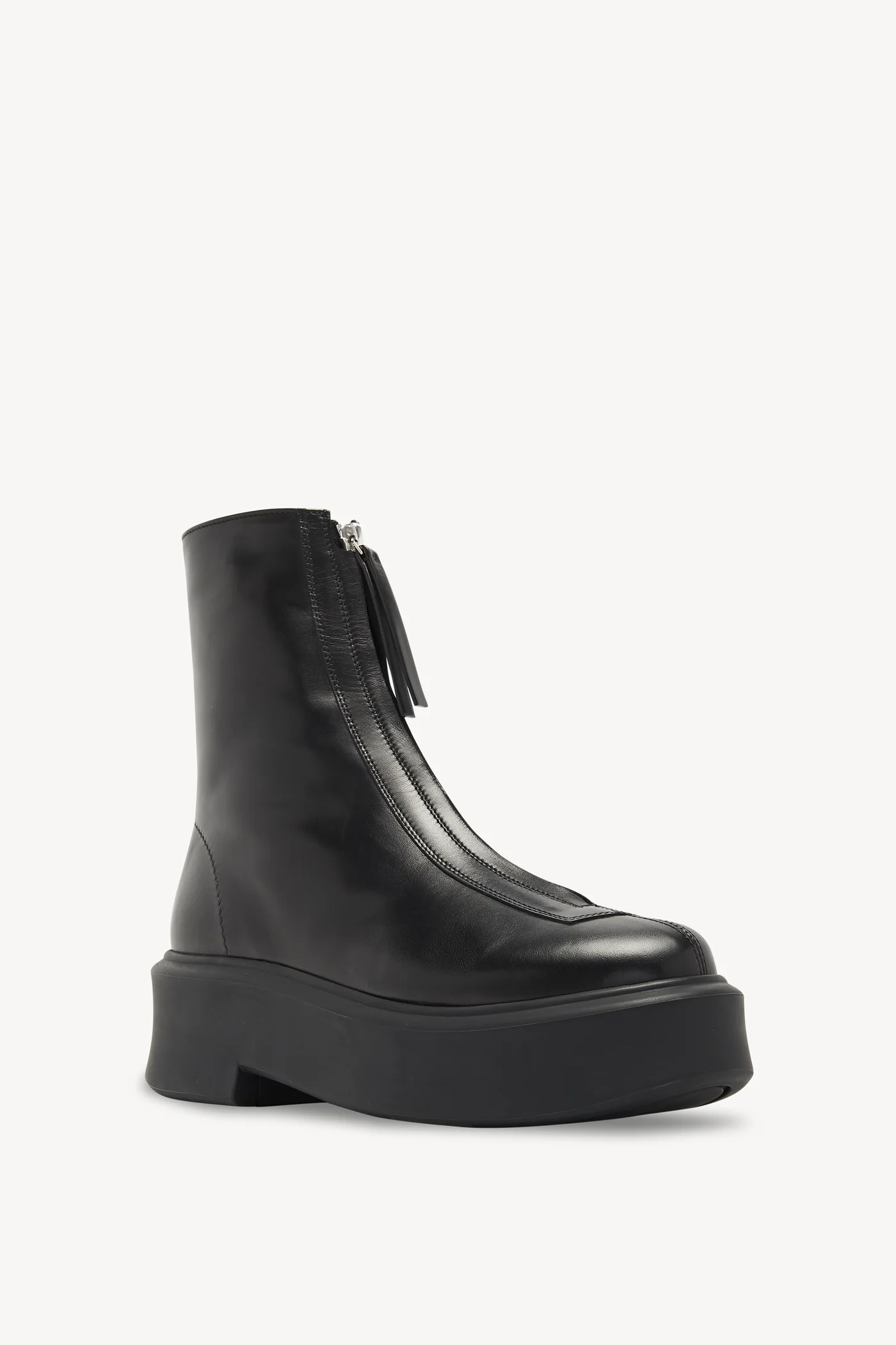 The Row Zipped Boot I in Black Leather