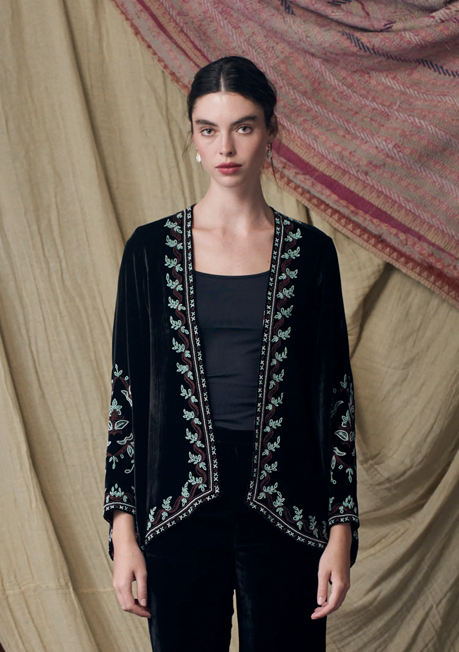 Muzungu Sisters Anouk Jacket in Black with Beaded Embroidery