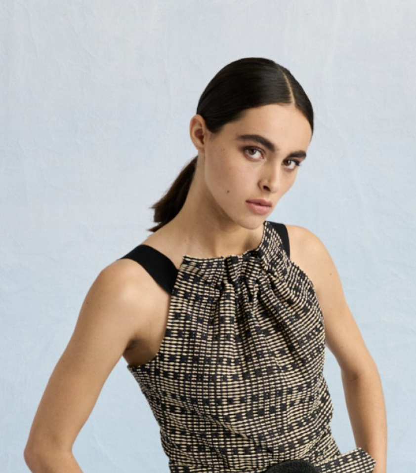 Natan Tila Top in Black Rustic Jacquard