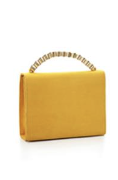 Natan Chain Handle Bag in Green Suede