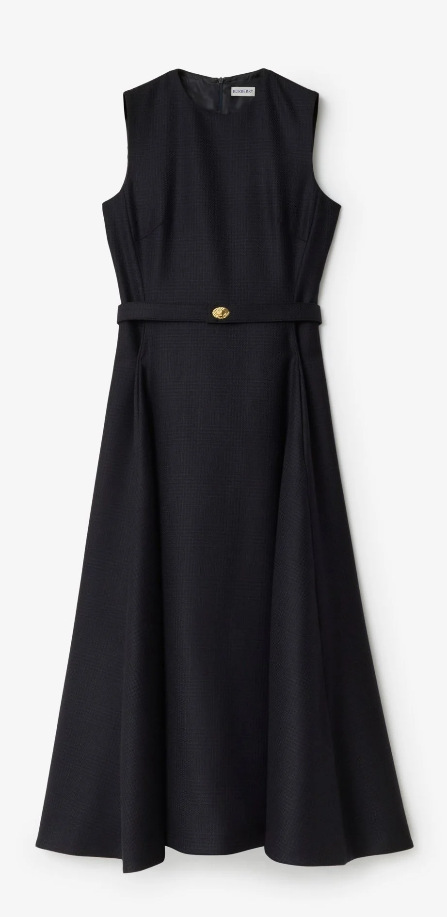 Burberry Long Sleeves Belted Check Wool Dress