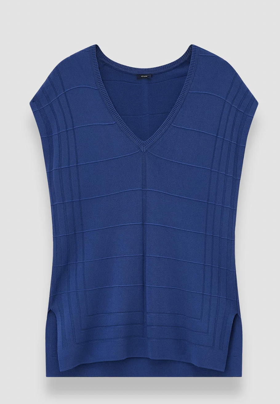 Joseph Viscose Grid Knit Top in Cobalt