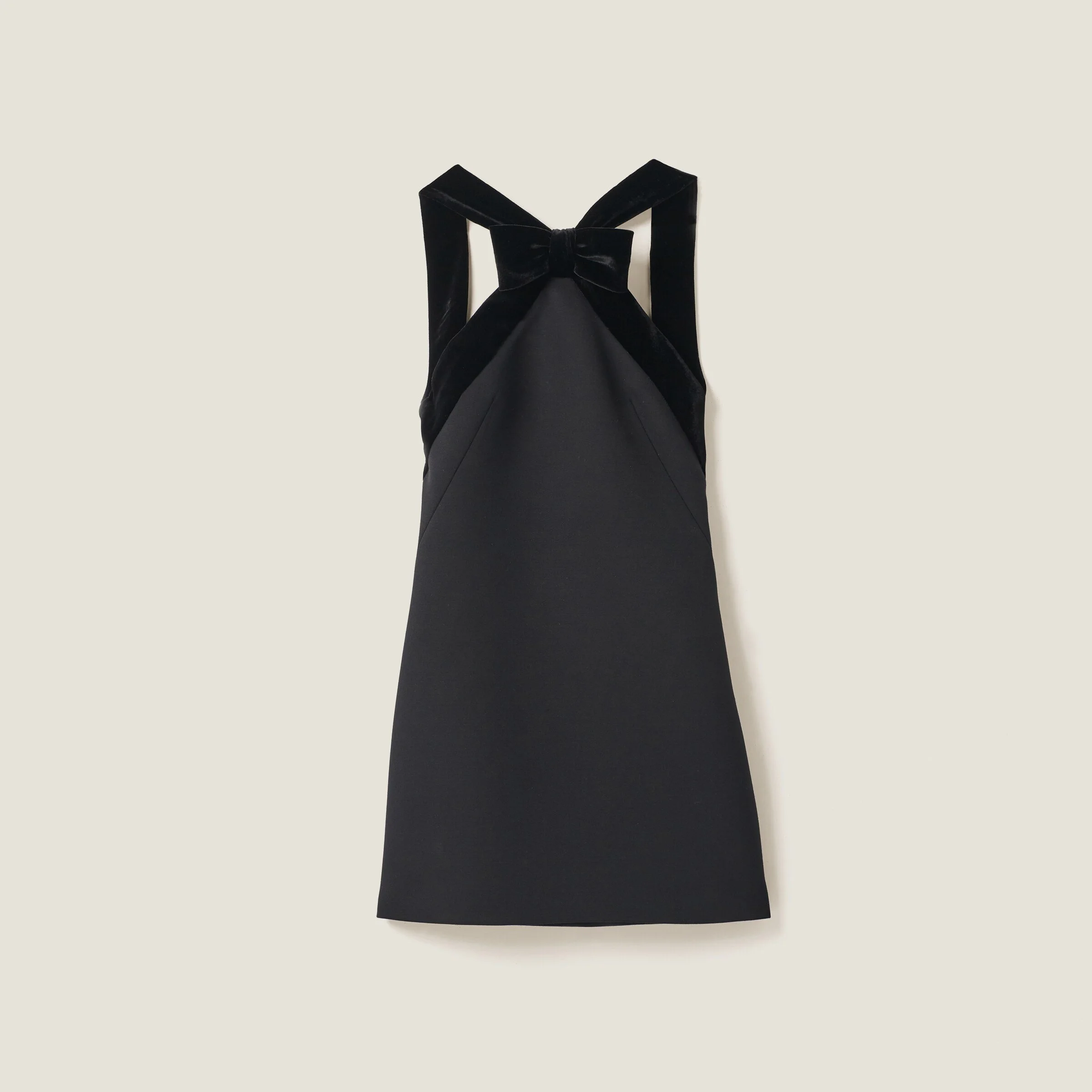 Miu Miu Black Velvet Bow Mini Dress in Black.jpg